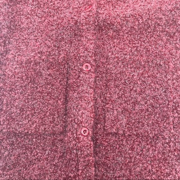 City Trend Women's M Fluffy Collar Cardigan Duster Crimson Pockets Button Front - Picture 3 of 6